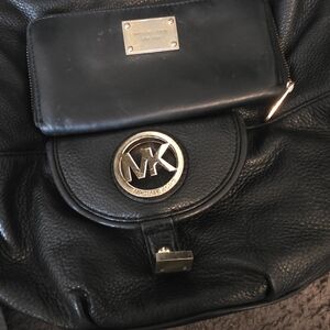 Michael Kors Black Backpack and Wallet Set